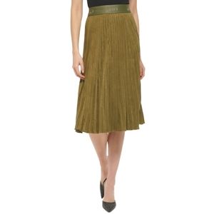 DKNY Faux Suede Pleated Skirt/ L.